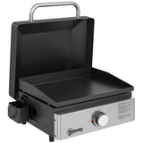 Portable Gas Plancha Grill 3.5 kW, Tabletop Griddle with Grease Cup, Black