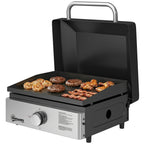 Portable Gas Plancha Grill 3.5 kW, Tabletop Griddle with Grease Cup, Black