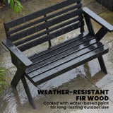 2 Seater Wooden Garden Bench with X-Frame Legs, Black