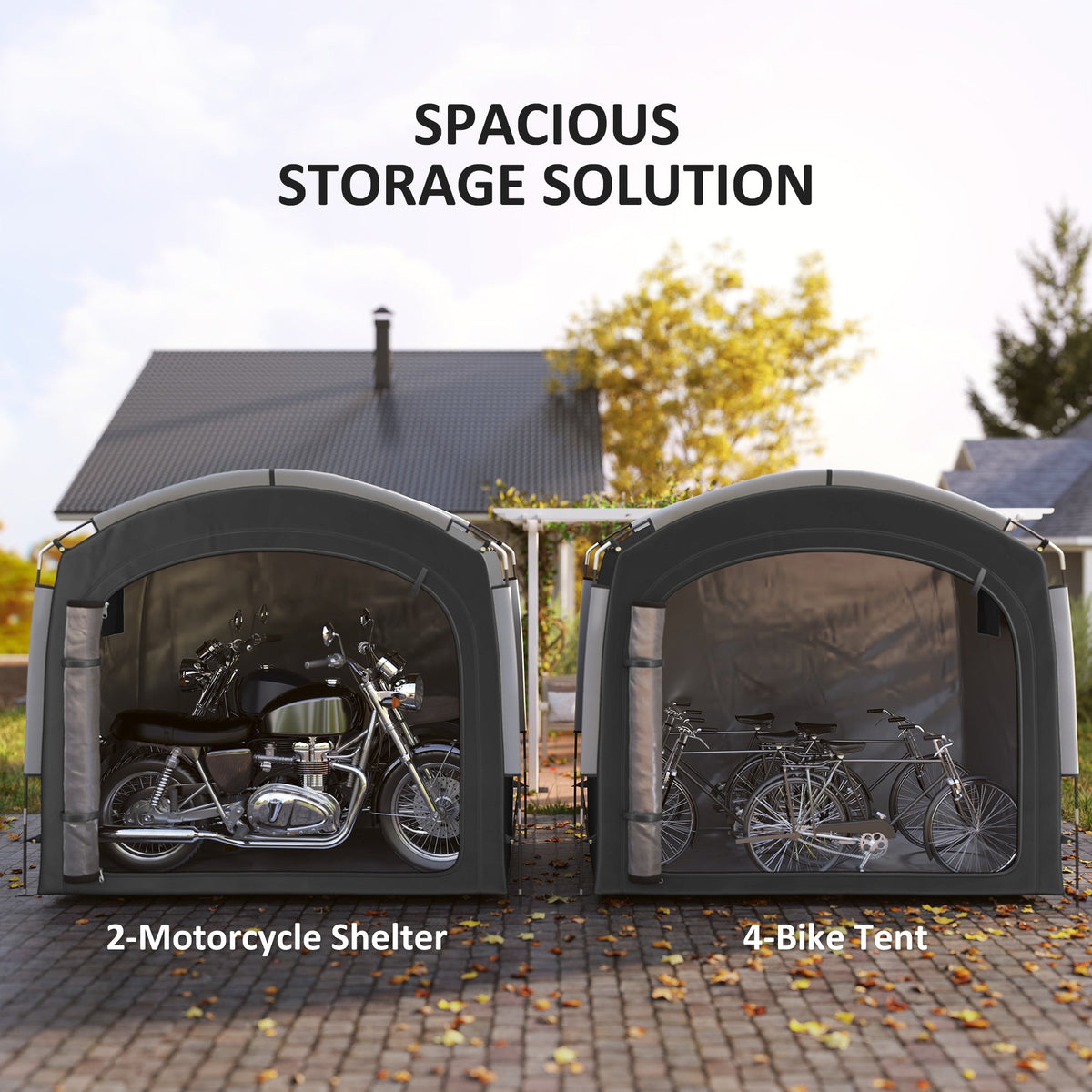 Bike Storage Tent with 210D Oxford Fabric and Carry Bag for 3-4 Bikes, Black