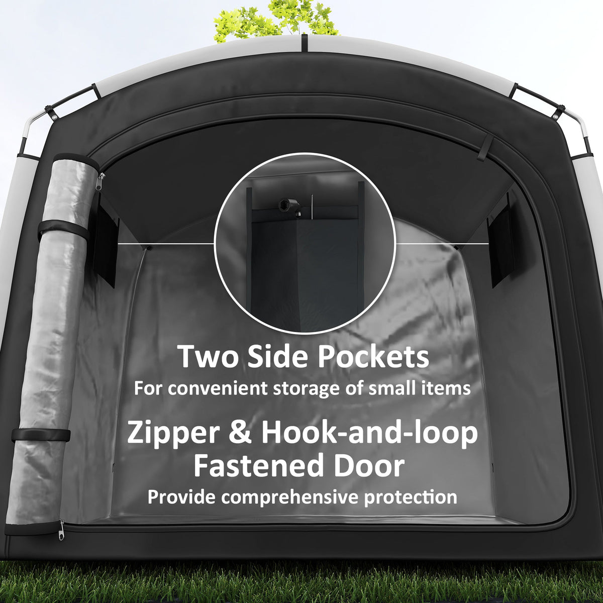 Bike Storage Tent with 210D Oxford Fabric and Carry Bag for 3-4 Bikes, Black