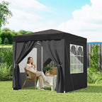 6.6' x 6.6' Pop-Up Canopy Tent with Sidewalls and Carry Bag, Black