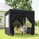 6.6' x 6.6' Pop-Up Canopy Tent with Sidewalls and Carry Bag, Black
