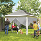 11' x 11' Pop Up Canopy with Double Roof and Mesh Sidewalls, Dark Grey