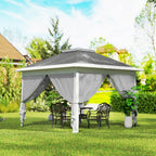 11' x 11' Pop Up Canopy with Double Roof and Mesh Sidewalls, Dark Grey