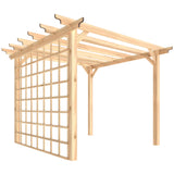 PerArbor 3 x 3 m Natural Wood Pergola Kit with Grape Trellis & Triangle Supports