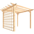 PerArbor 3 x 3 m Natural Wood Pergola Kit with Grape Trellis & Triangle Supports