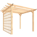 PerArbor 3 x 3 m Natural Wood Pergola Kit with Grape Trellis & Triangle Supports