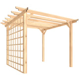 PerArbor 3 x 3 m Natural Wood Pergola Kit with Grape Trellis & Triangle Supports