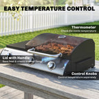 3-Burner Portable Gas Plancha Grill 8.1 kW with Griddle & Side Shelf, Black