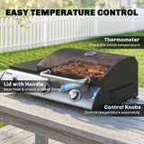 3-Burner Portable Gas Plancha Grill 8.1 kW with Griddle & Side Shelf, Black