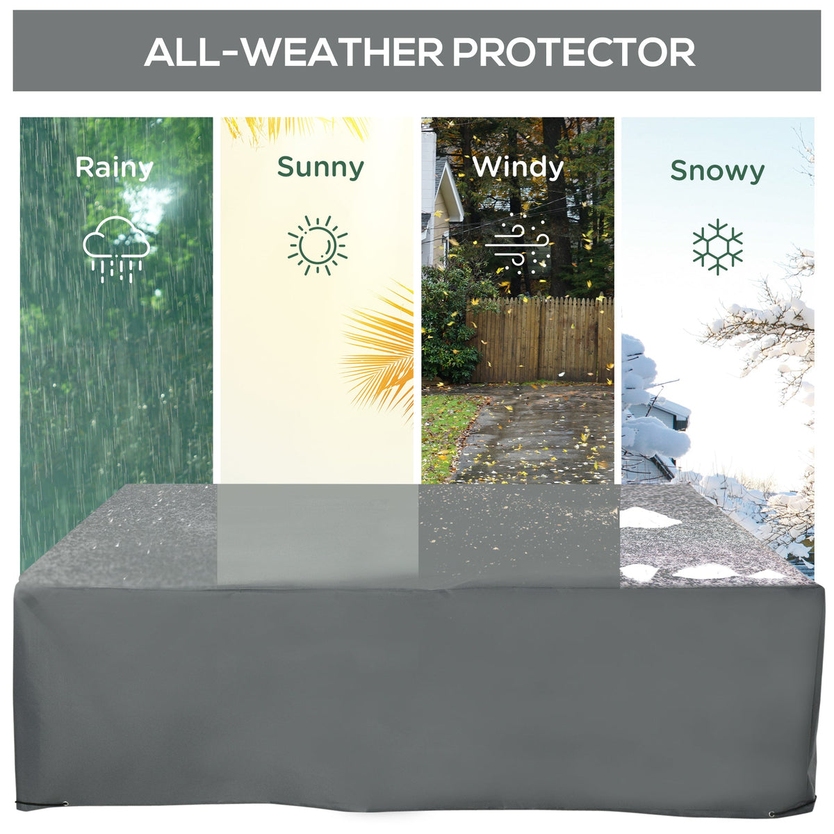80.7" x 75.6" x 24" Waterproof Patio Furniture Cover, Grey