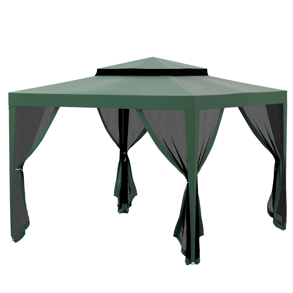 10' x 10' Canopy Tent with Mesh Netting and Double Tier Roof, Green