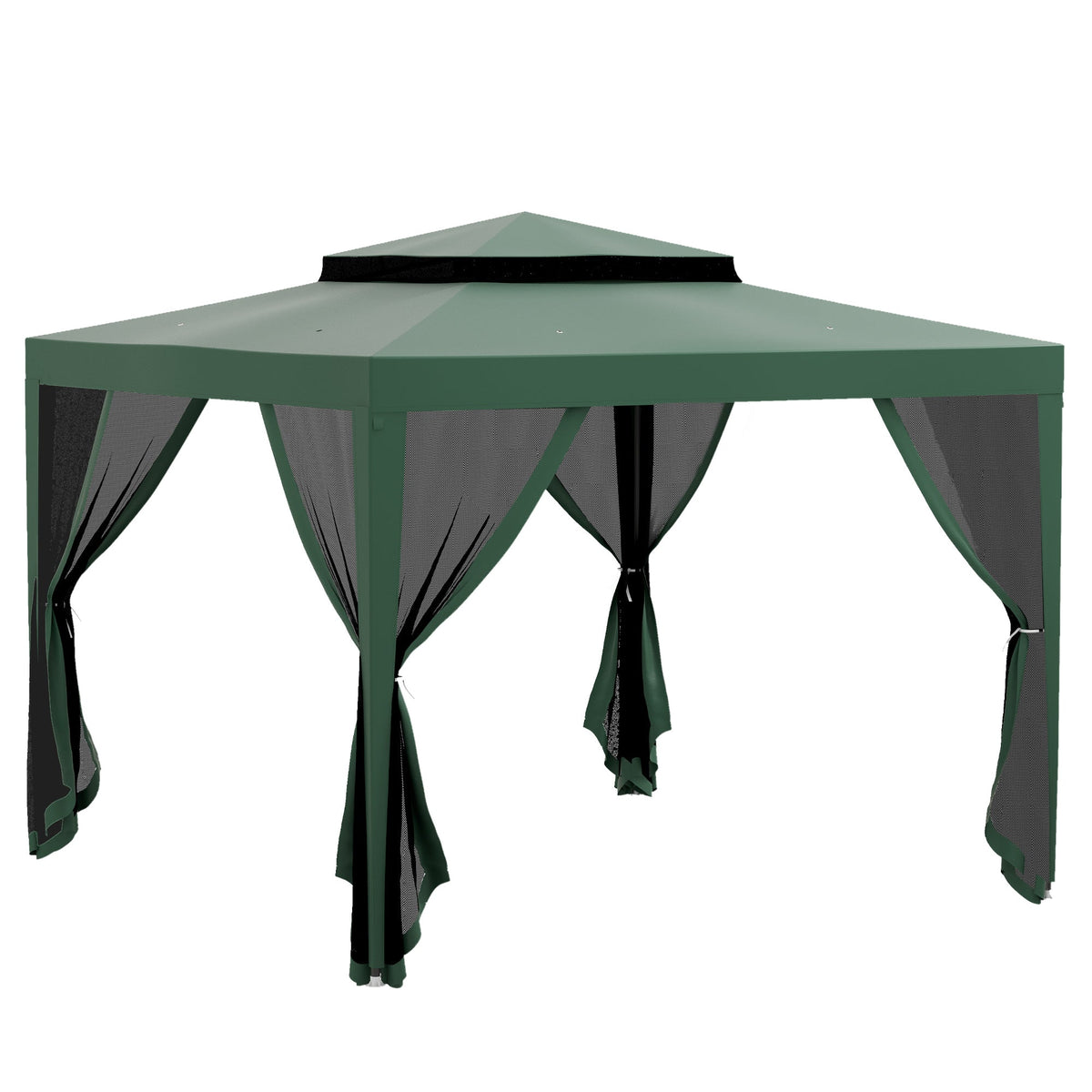 10' x 10' Canopy Tent with Mesh Netting and Double Tier Roof, Green