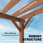 PerArbor 3.6 x 3 m Maple Wood-effect Pergola with Triangle Supports for Climbing Vines