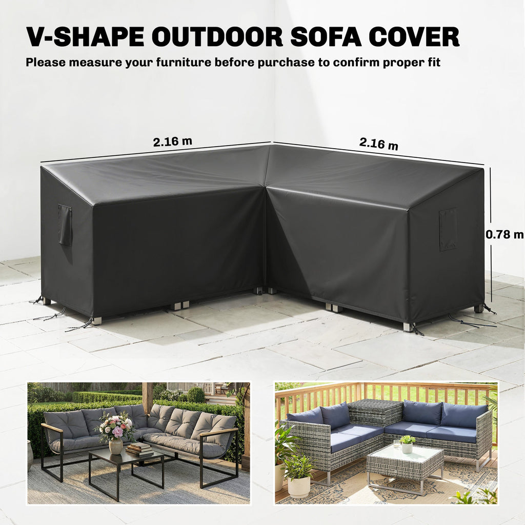 V-Shaped Garden Furniture Cover with Air Vent, 216 x 216 cm, Black