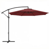 3 m Banana Parasol with Crank Handle, 8 Ribs & Cross Base, Wine Red