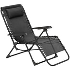 Zero Gravity Chair with 5-Position Backrest and Headrest, Black