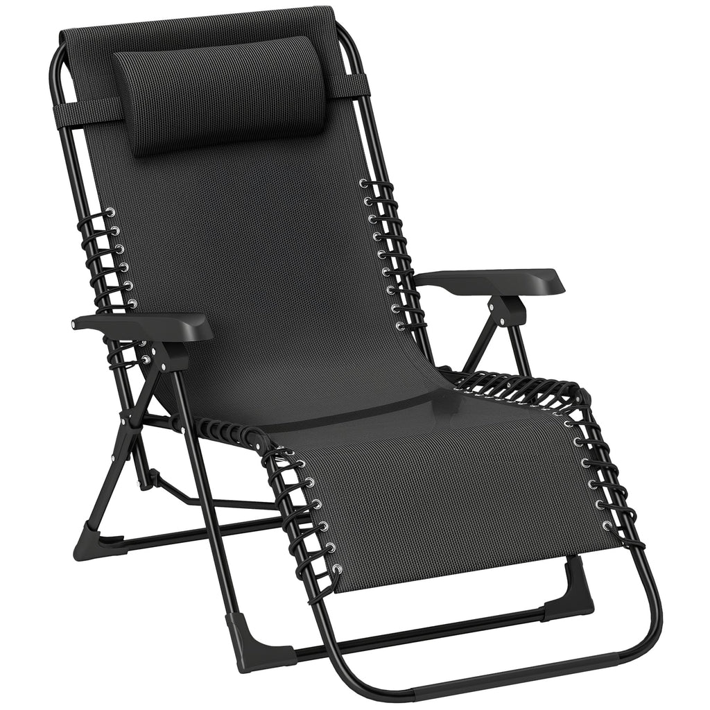 Zero Gravity Chair with 5-Position Backrest and Headrest, Black