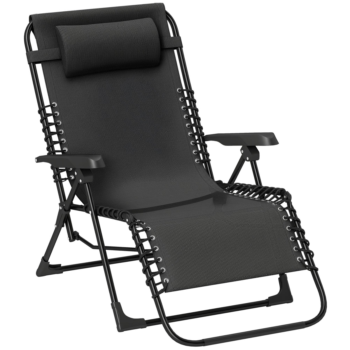 Zero Gravity Chair with 5-Position Backrest and Headrest, Black