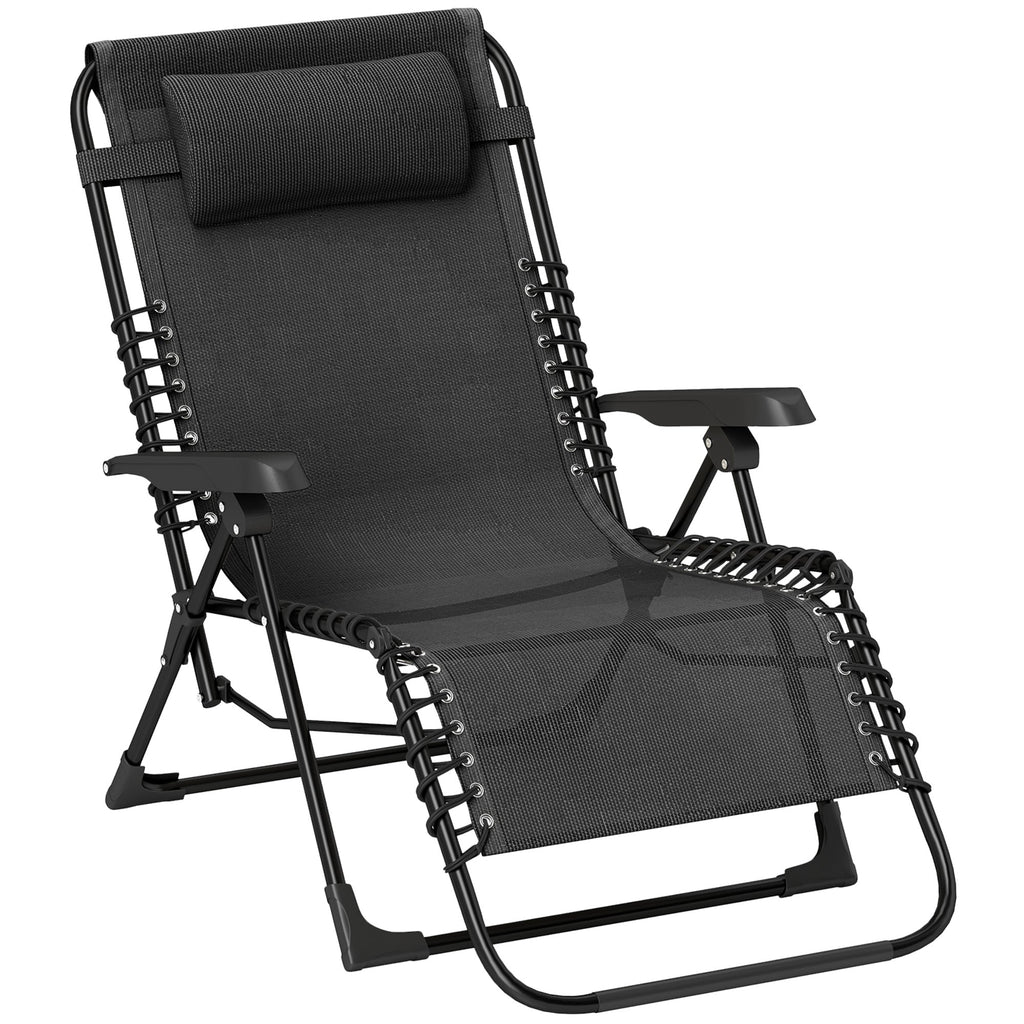 Zero Gravity Chair with 5-Position Backrest and Headrest, Black