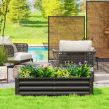 4' x 2' x 1' Galvanized Raised Garden Bed for Vegetables, Black