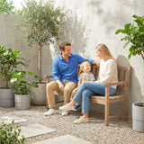 2-3 Seater Wooden Garden Loveseat with Liftable Table, Teak