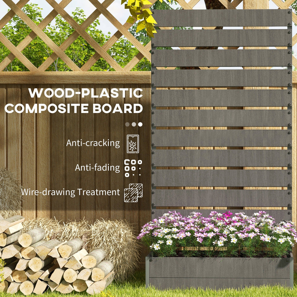 35.6" x 15" x 70.9" Raised Garden Bed with Trellis, Dark Grey