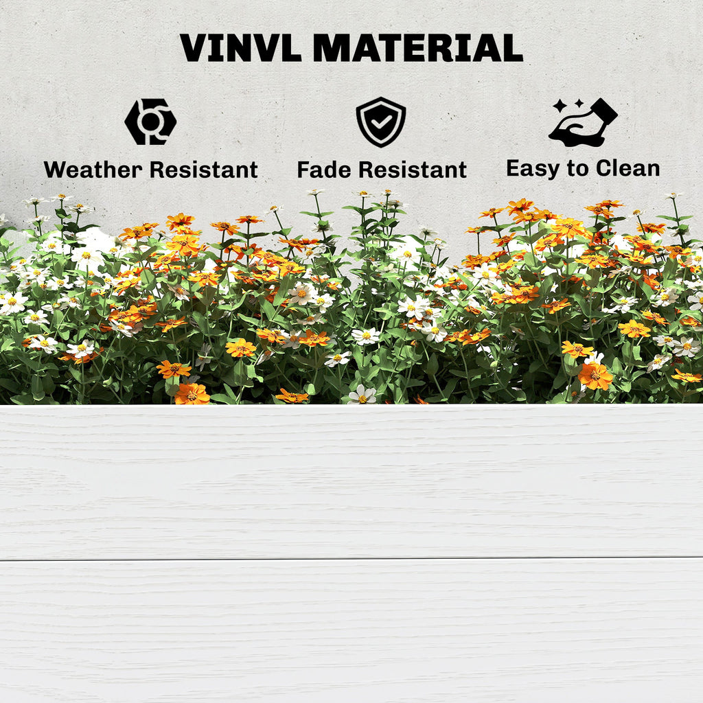 6.5 x 3 x 1ft Vinyl Raised Garden Bed with Divider, White