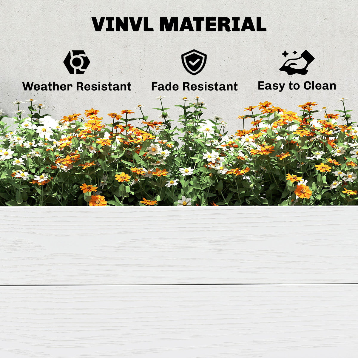 6.5 x 3 x 1ft Vinyl Raised Garden Bed with Divider, White