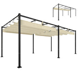 19' x 10' Pergola with Retractable Canopy, Cream White