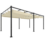 19' x 10' Pergola with Retractable Canopy, Cream White