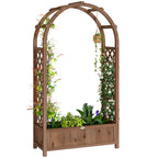 59.8" Raised Garden Bed with Arch Trellis for Climbing Plants, Dark Brown