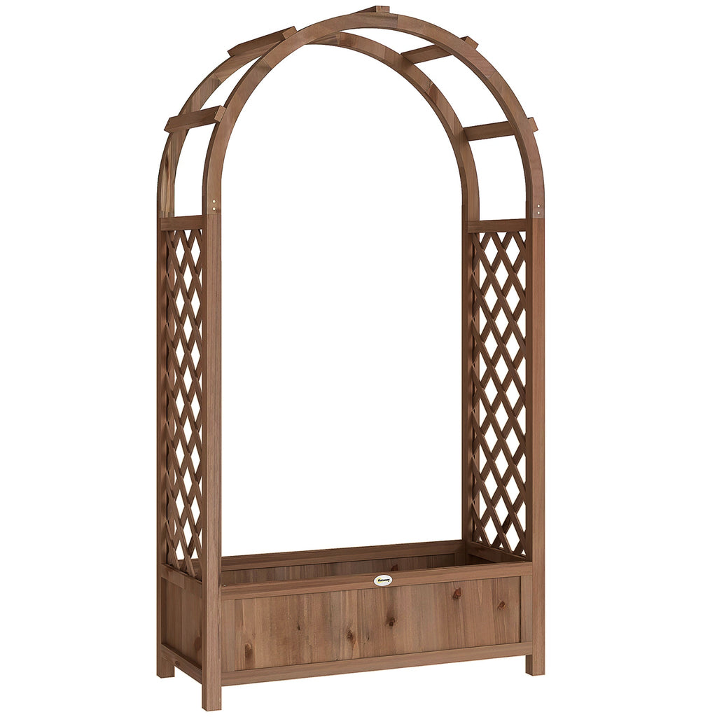 59.8" Raised Garden Bed with Arch Trellis for Climbing Plants, Dark Brown
