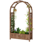 59.8" Raised Garden Bed with Arch Trellis for Climbing Plants, Dark Brown