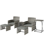 6 Piece Rattan Garden Furniture Set with 2 Nesting Tables, Grey