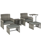 6 Piece Rattan Garden Furniture Set with 2 Nesting Tables, Grey