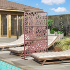 78" x 48" Metal Outdoor Privacy Screen, Labyrinth Design, Dark Brown