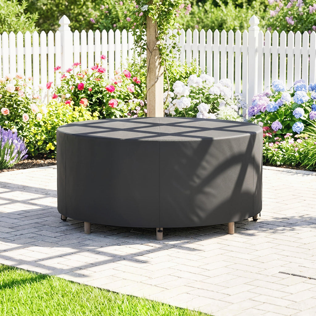 Round Garden Furniture Cover, 420D Oxford, 214 x 70 cm, Black