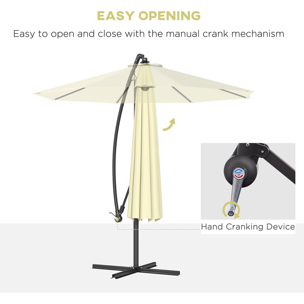 10' Deluxe Patio Umbrella with Crank and Cross Base, Beige