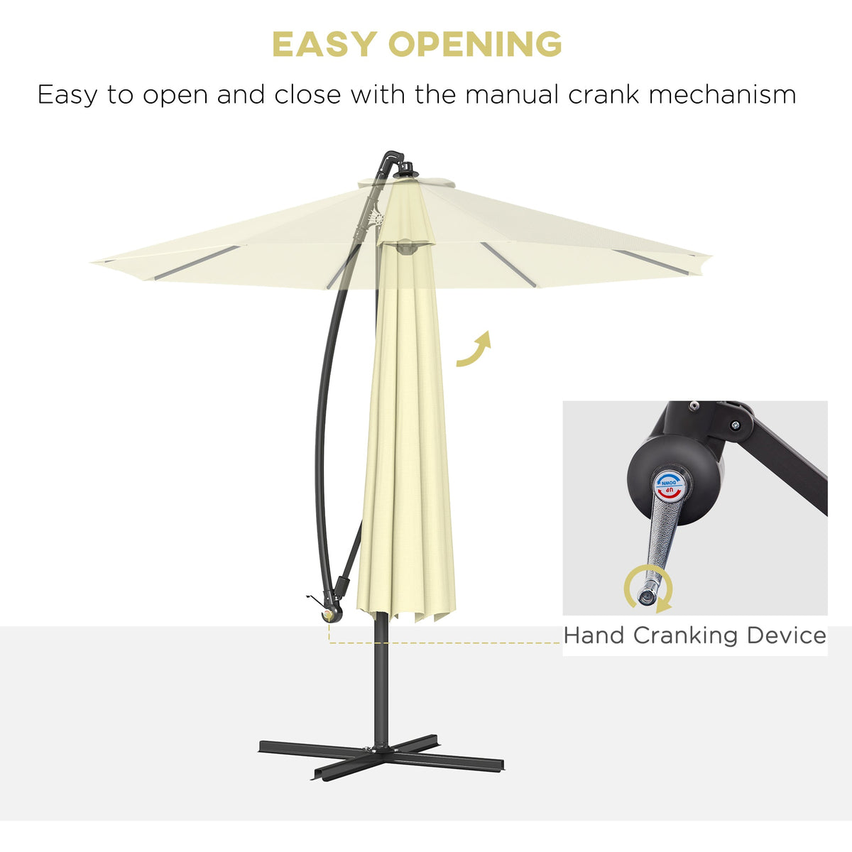 10' Deluxe Patio Umbrella with Crank and Cross Base, Beige