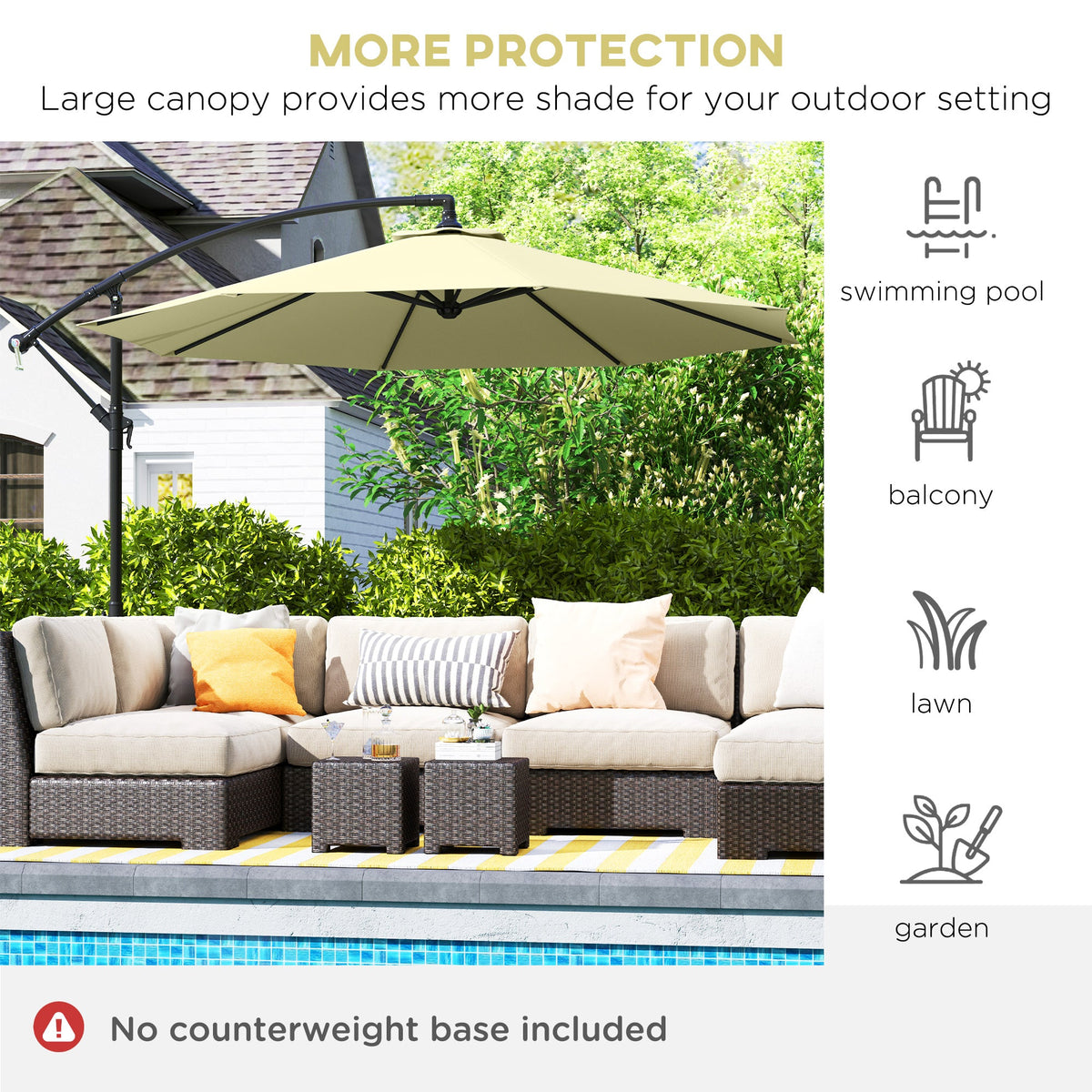10' Deluxe Patio Umbrella with Crank and Cross Base, Beige