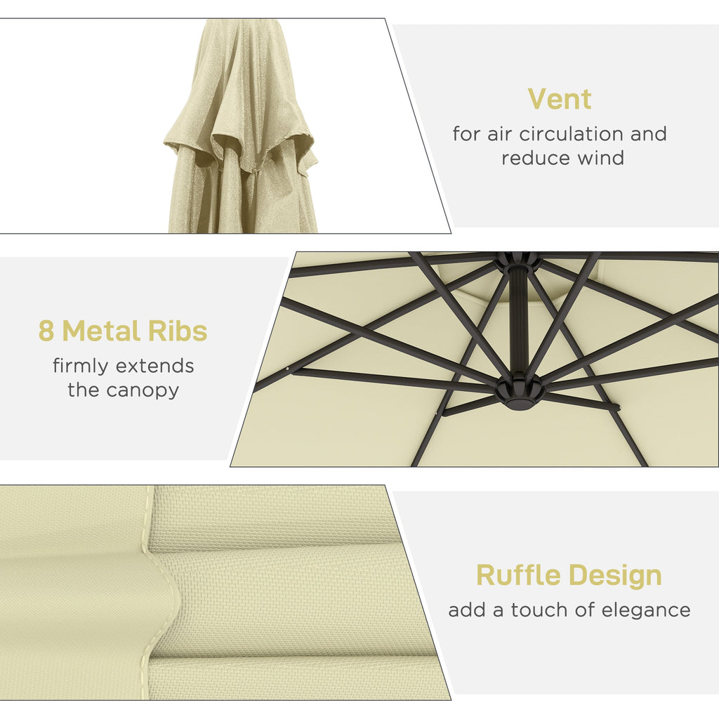 10' Deluxe Patio Umbrella with Crank and Cross Base, Beige