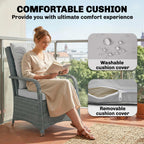 3-Piece Rattan Bistro Set with Metal Frame, Glass Table and Cushions, Light Grey