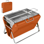 Folding Portable Charcoal BBQ Grill with Handle and Foldable Legs, Orange