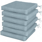 Set of 6 Chair Cushion Seat Pads with Straps, Light Grey