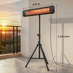 2500 W Infrared Patio Heater with Adjustable Tripod, IP65, 3 Heat Levels, Black