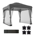 10 x 10 ft Pop Up Canopy Tent with Mosquito Netting and Sandbags, Dark Grey