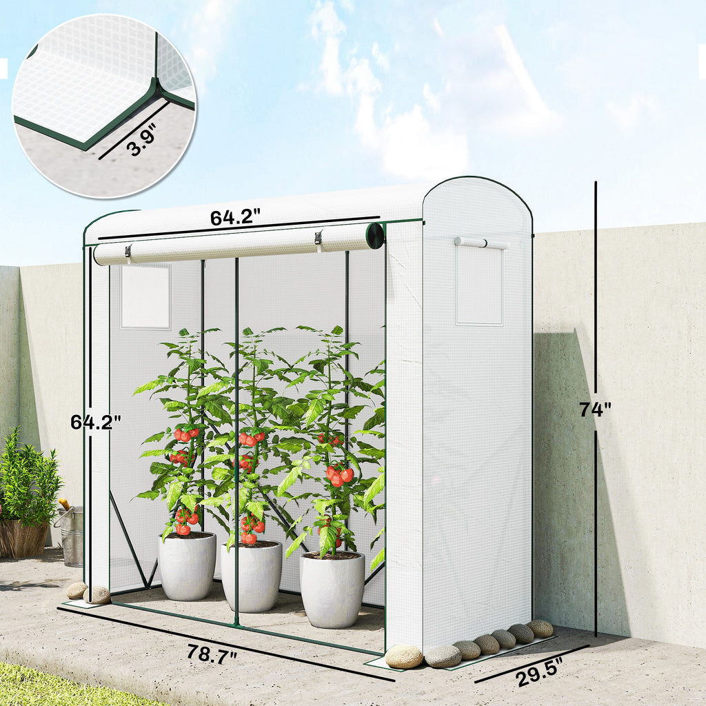 78.7" x 29.5" x 74" Mini Greenhouse, White
