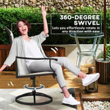 2-Piece Outdoor Patio Swivel Chairs, Beige